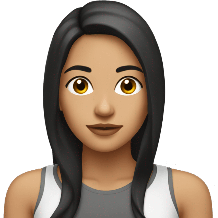 a hot girl with dark long hair. she is latina. fit emoji