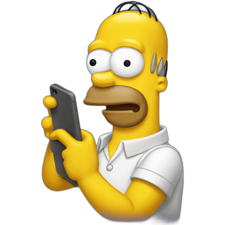 Homer looking at a phone emoji