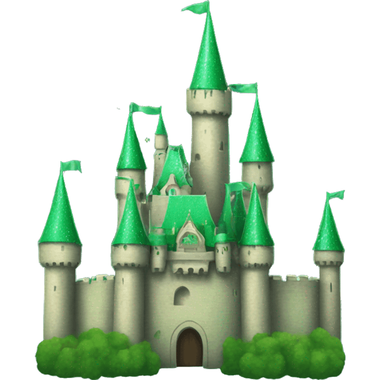 Green sparkling castle emoji