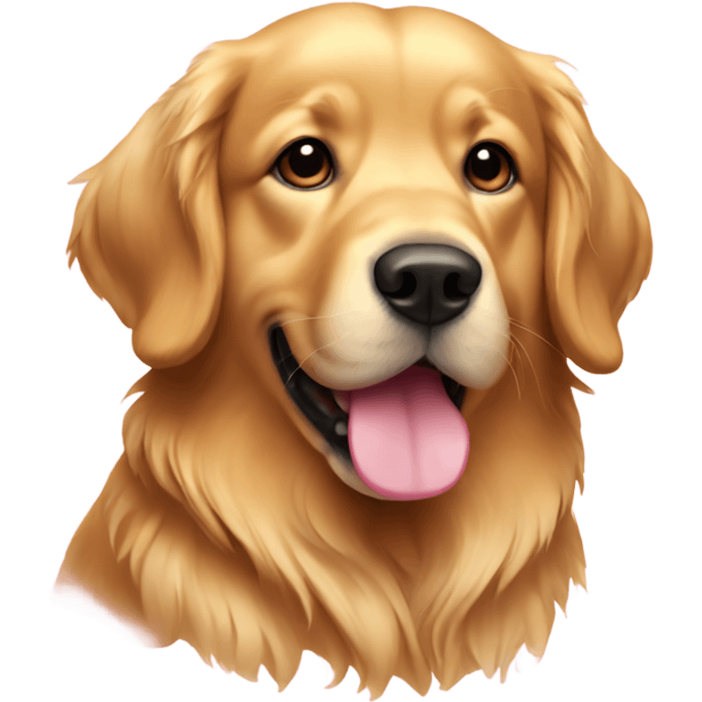 Golden retriever with pink emoji