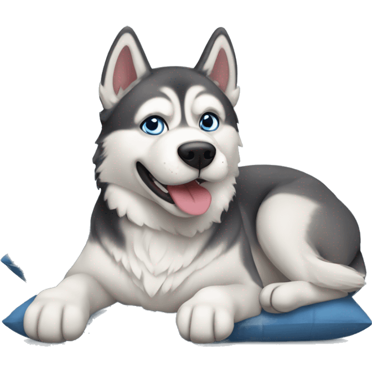 Husky dog lay on a pillow emoji