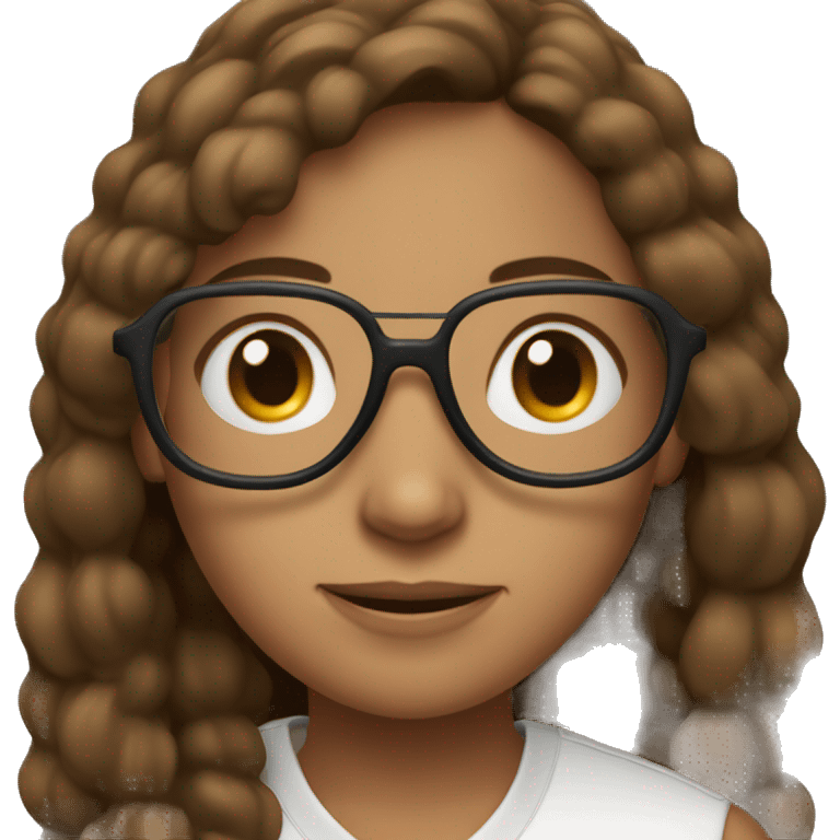 brown haired women with glasses and tennis racket emoji