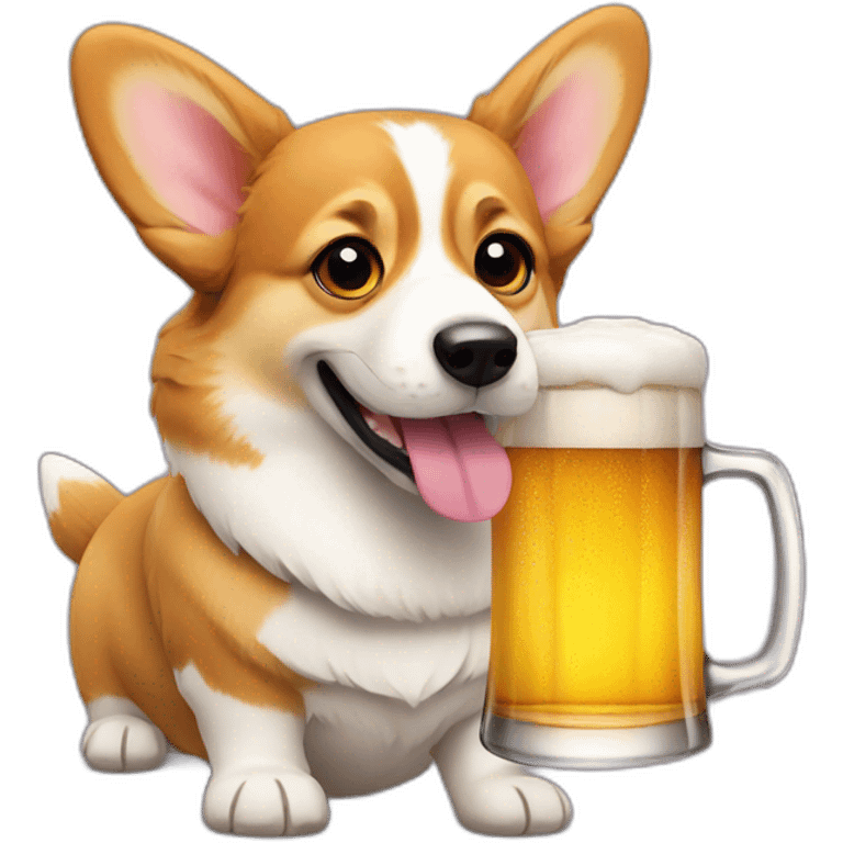 Corgi with a beer emoji