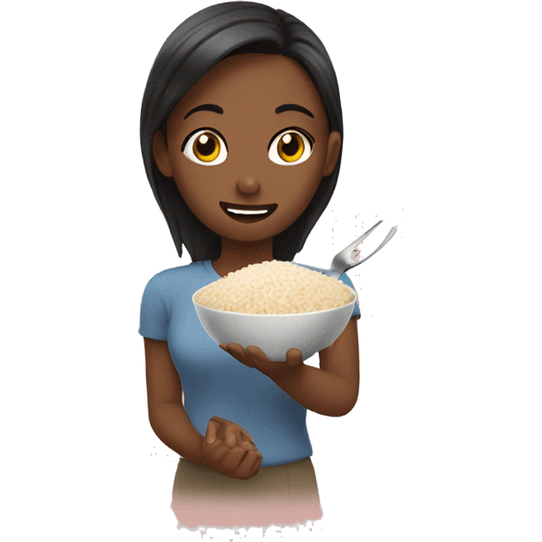 A girl is eating rice emoji