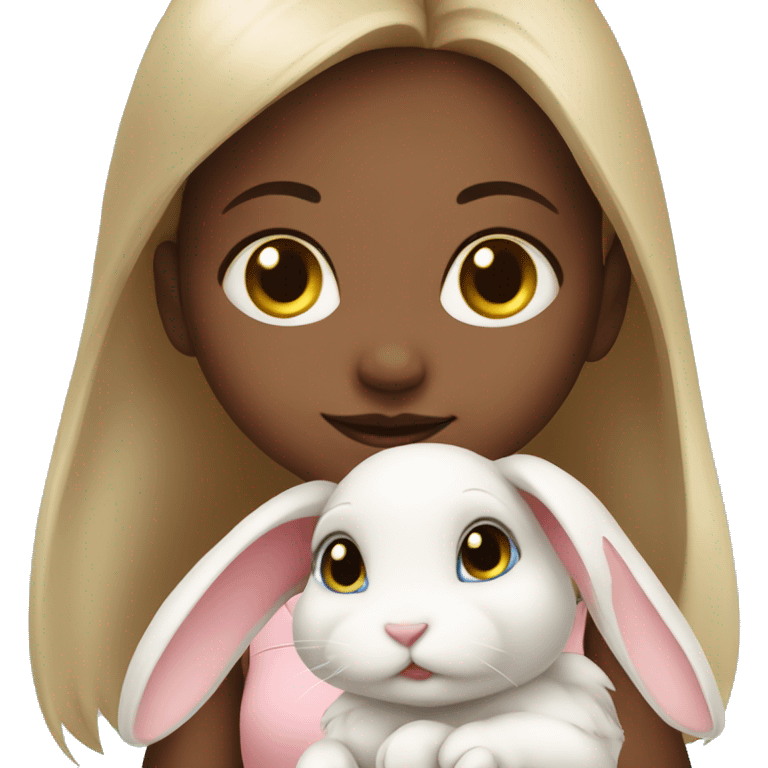 Baby girl with bunny emoji