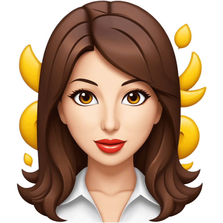 Cinematic Realistic Nancy Ajram Pop Culture Emoji, depicted with a charismatic modern portrayal of the celebrated singer rendered with crisp detail and energetic lighting. emoji