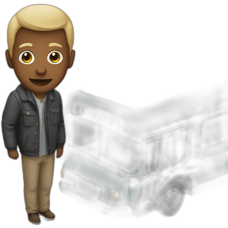 man below a bus emoji