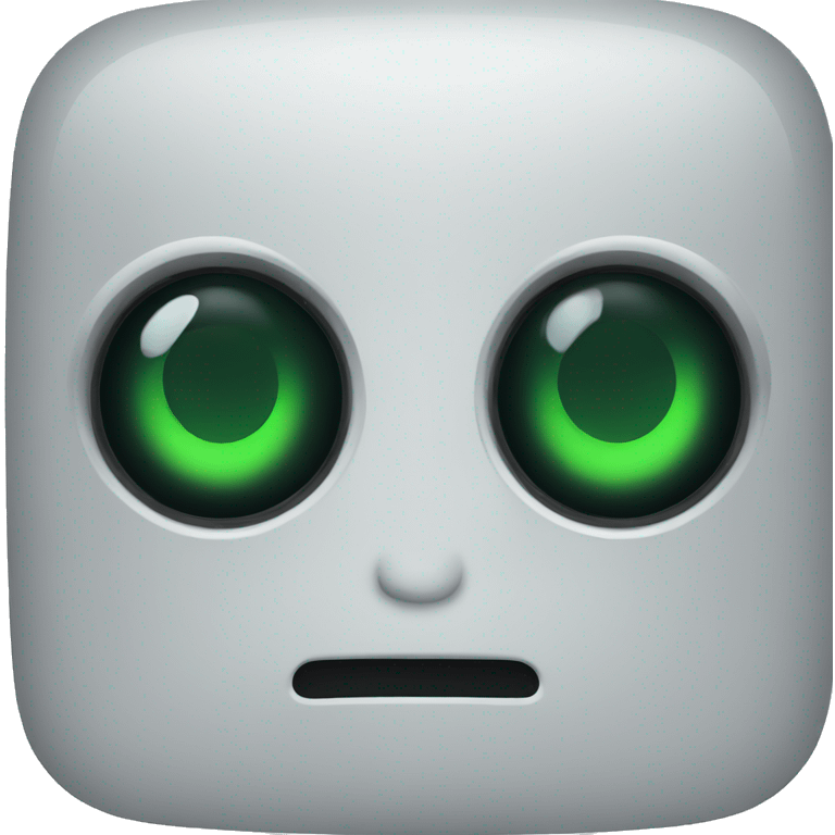 black robot head with green eyes emoji