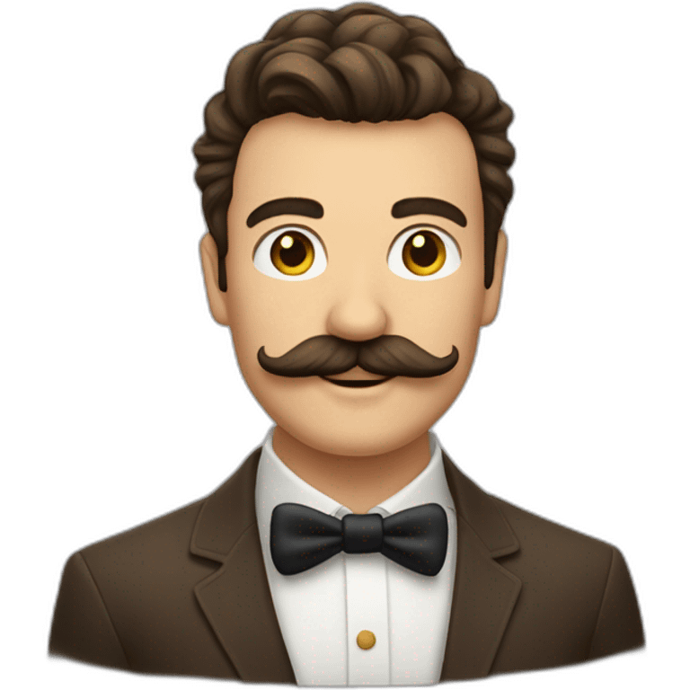 homme moustache, et choiffure de côté brun emoji