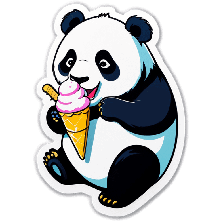 Panda eating ice cream emoji