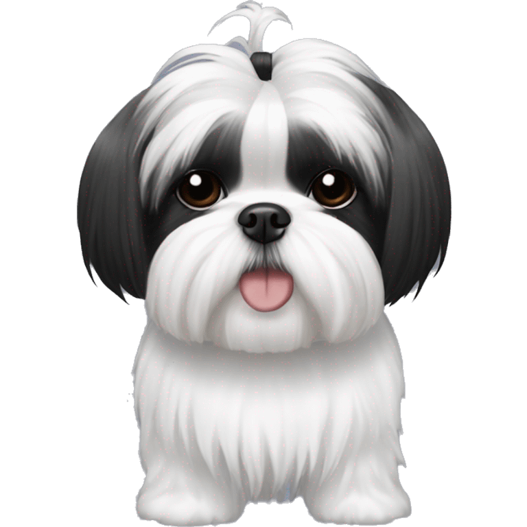 Shih Tzu black and white wih a top knot emoji