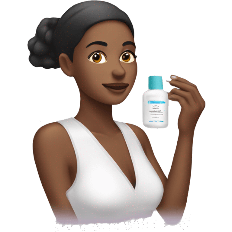 a woman putting skincare on emoji