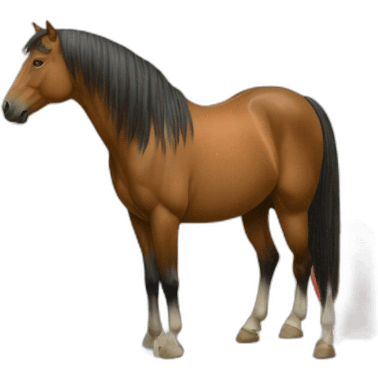 On the cover of the red book stands an image of a horse emoji