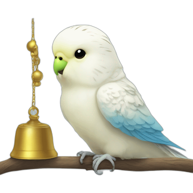 white budgie with bell emoji