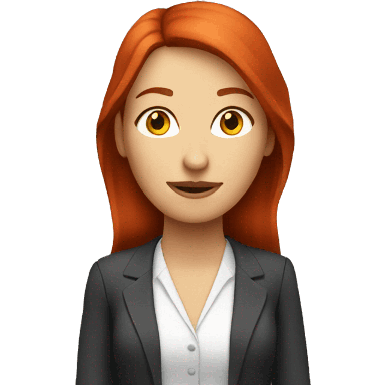 female manager with computer with red hair emoji