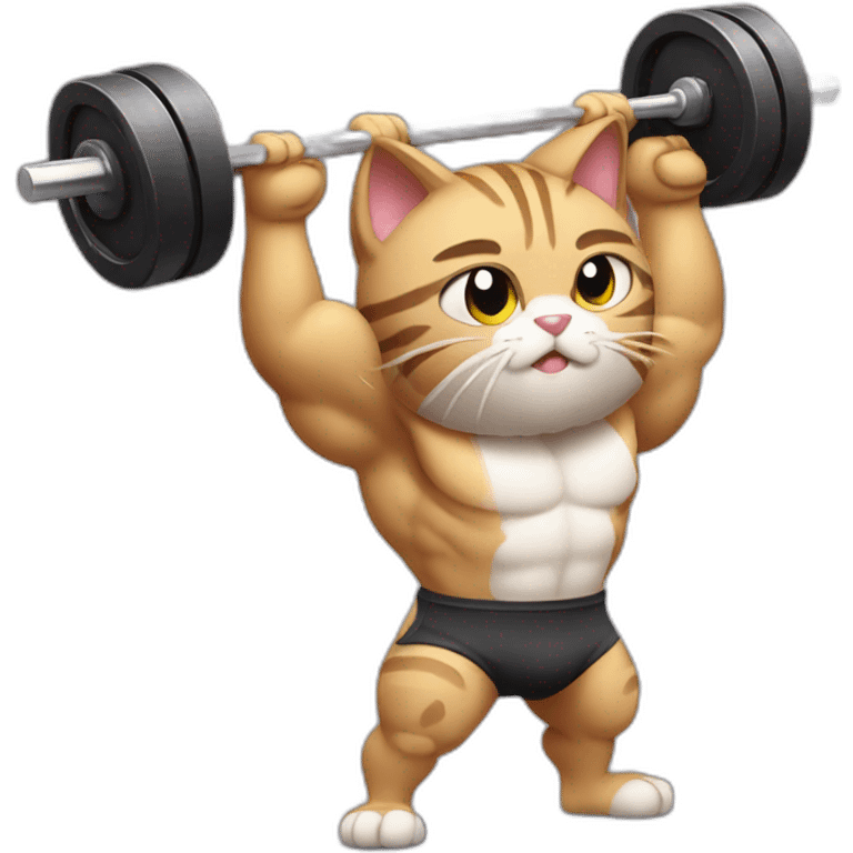 Bodybuilder cat pumping iron  emoji