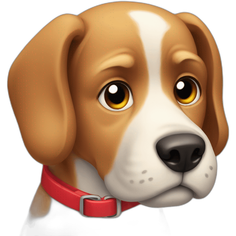 Worried dog with red collar emoji