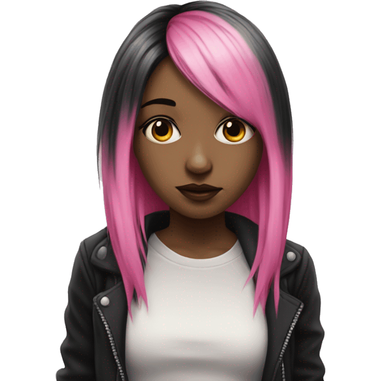 Hyperreal emo girl with pink and black hair emoji