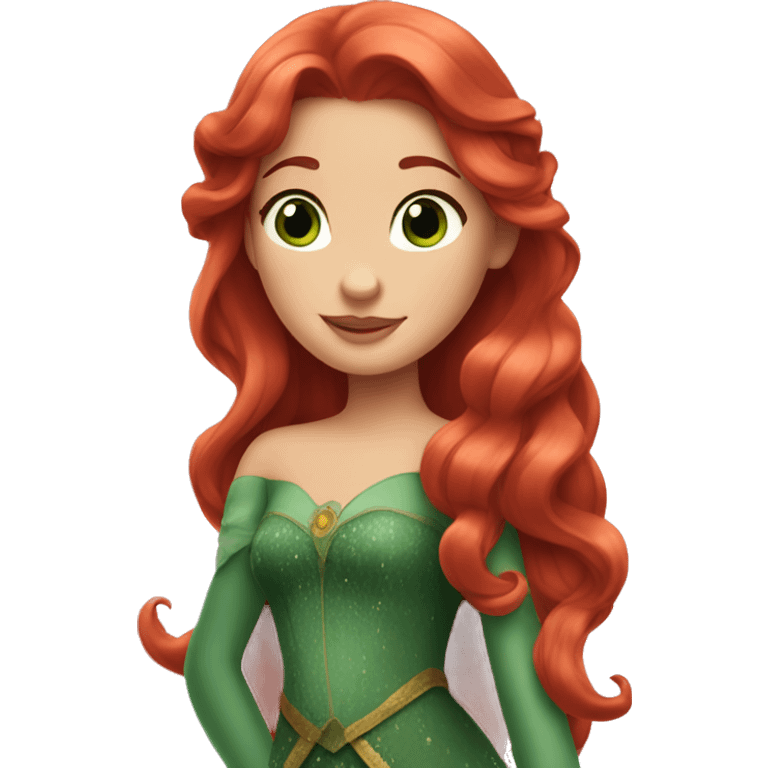 Disney princess with long red hair and green eyes emoji