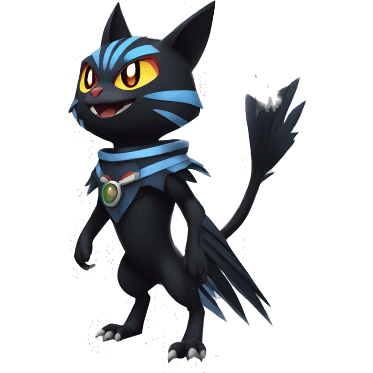 Cool Anthro Black Noibat-Quilava-Litten-Pokémon with edgy stripes Full Body emoji