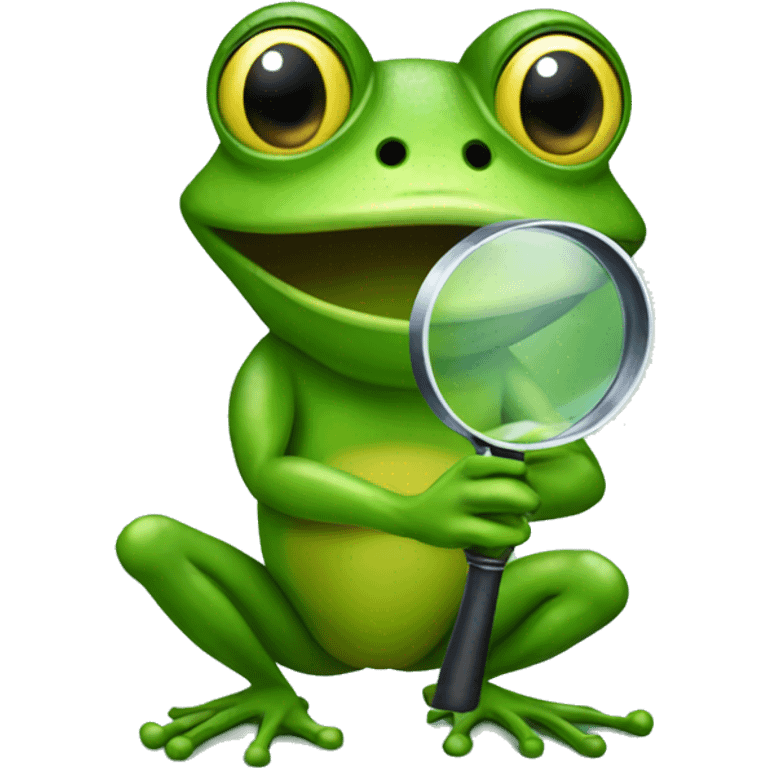 Frog holding magnifying glass emoji