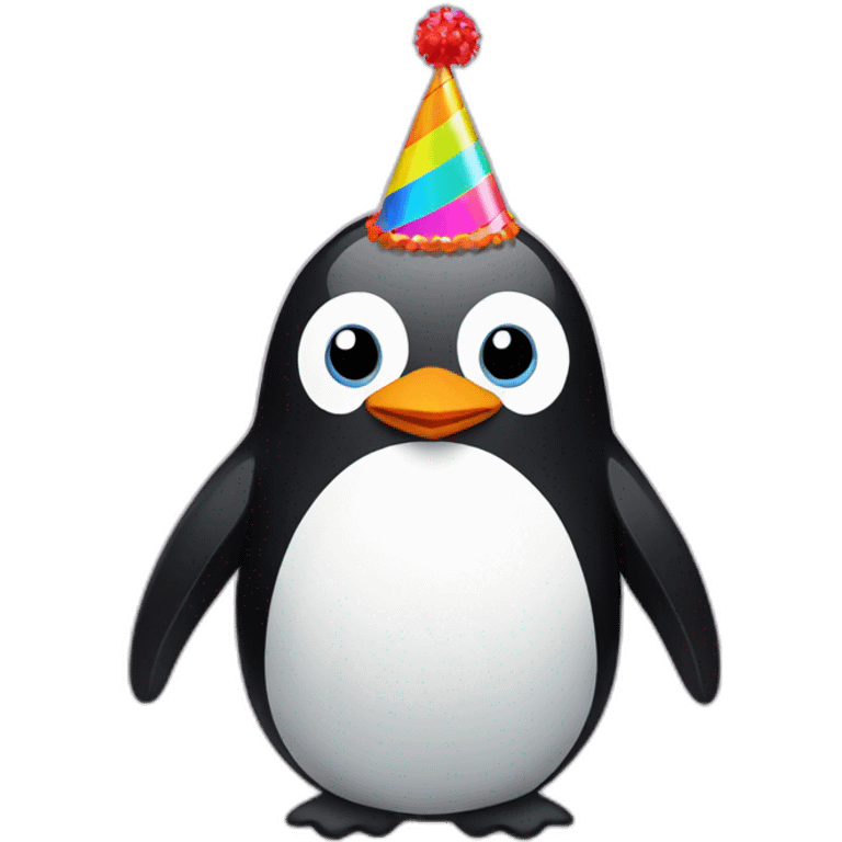 penguin with birthday hat emoji