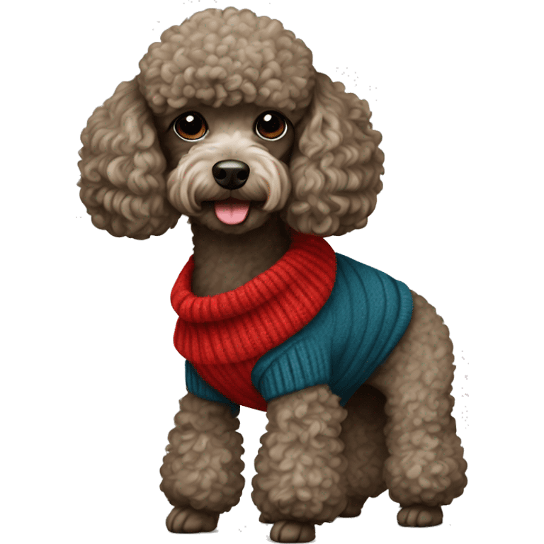 Miniature poodle wearing a Pullover  emoji