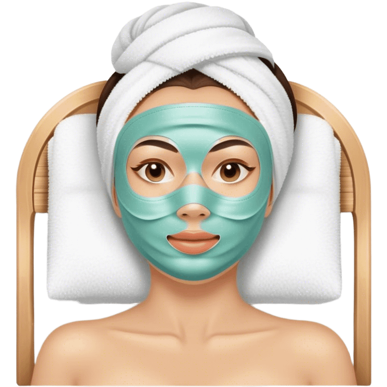 Lady with face mask spa beauty full face relaxing emoji