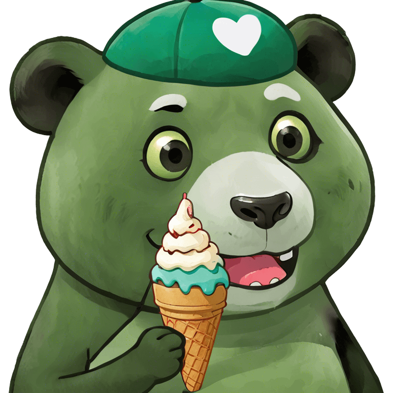 Panda eating ice cream emoji