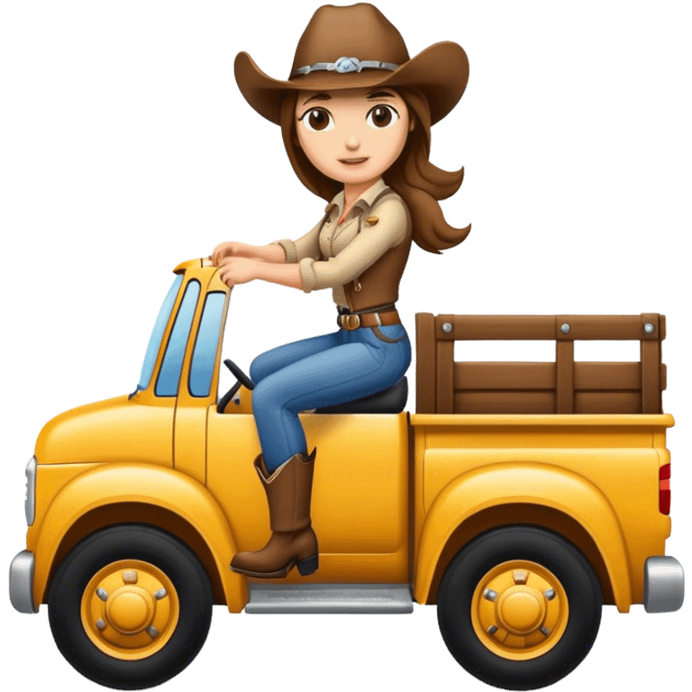 Cowgirl driving a truck  emoji