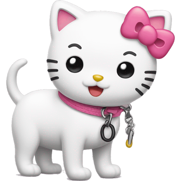 Hello kitty with a dog on a leash  emoji