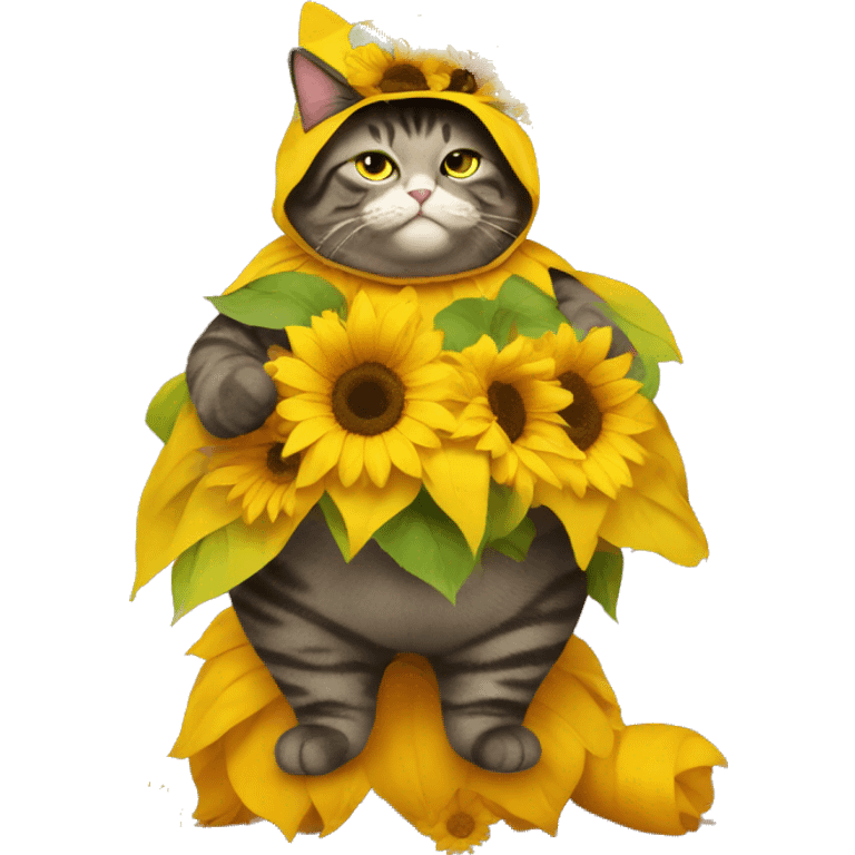 fat cat in a sunflower costume emoji