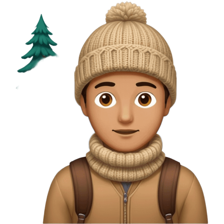 man in outdoor wither clothes and knited hat emoji