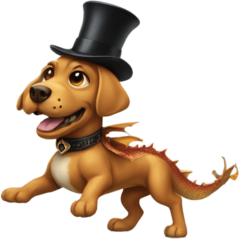 Dog riding a dragon with a top hat  emoji