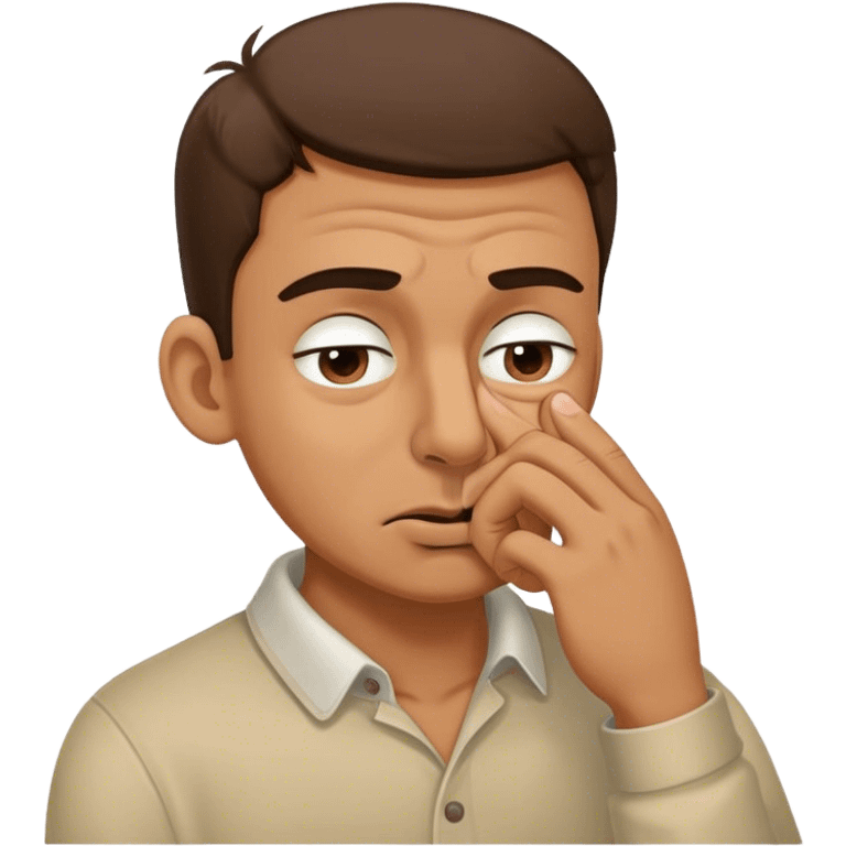 Guy with fingers pinching his nose and eyes scrunched  emoji