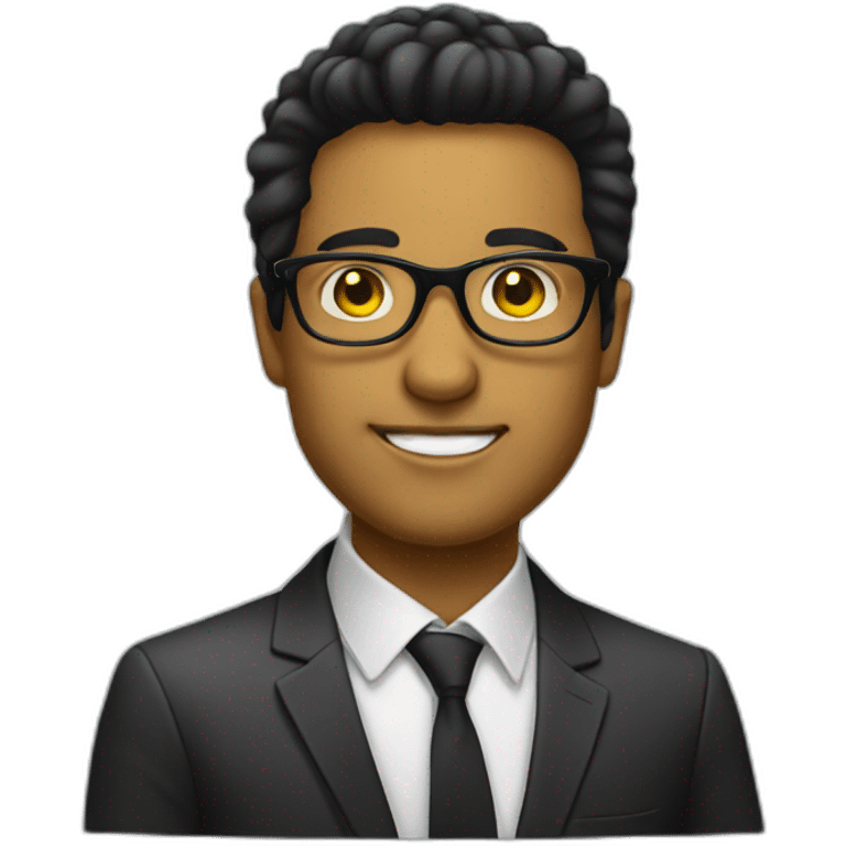 WHITE entrepreneur with yellow tinted glasses and combed black hair  emoji