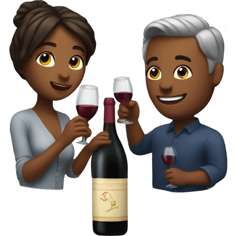 Cute couple sharing a bottle of wine emoji