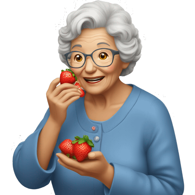 grandma giving a strawberry emoji