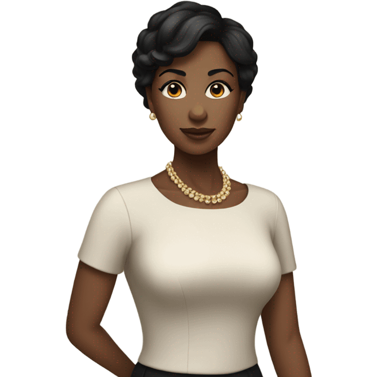 black woman with black short hair and a nice top emoji