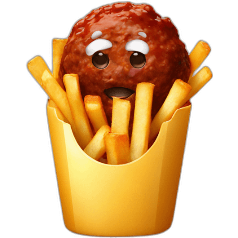 meatballs brown sauce and fries emoji