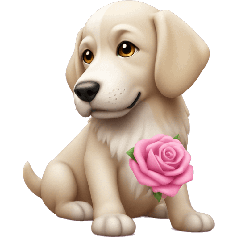 Cão com um lacinho rosa emoji