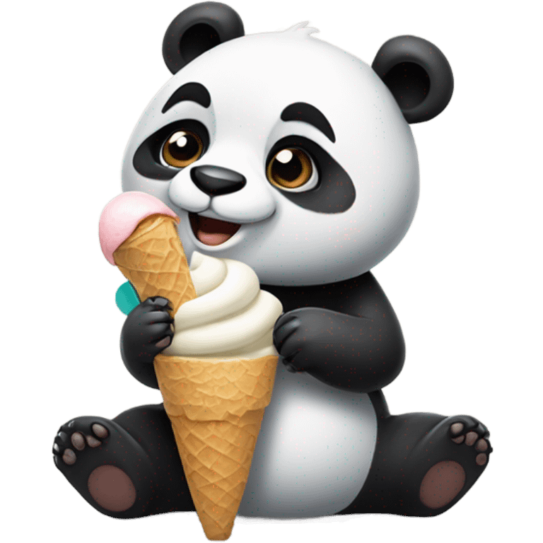 Panda eating ice cream emoji