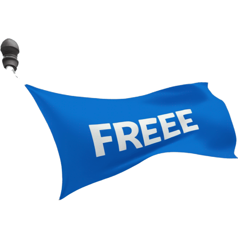 Text "FREE" on a flag with blue unique color emoji