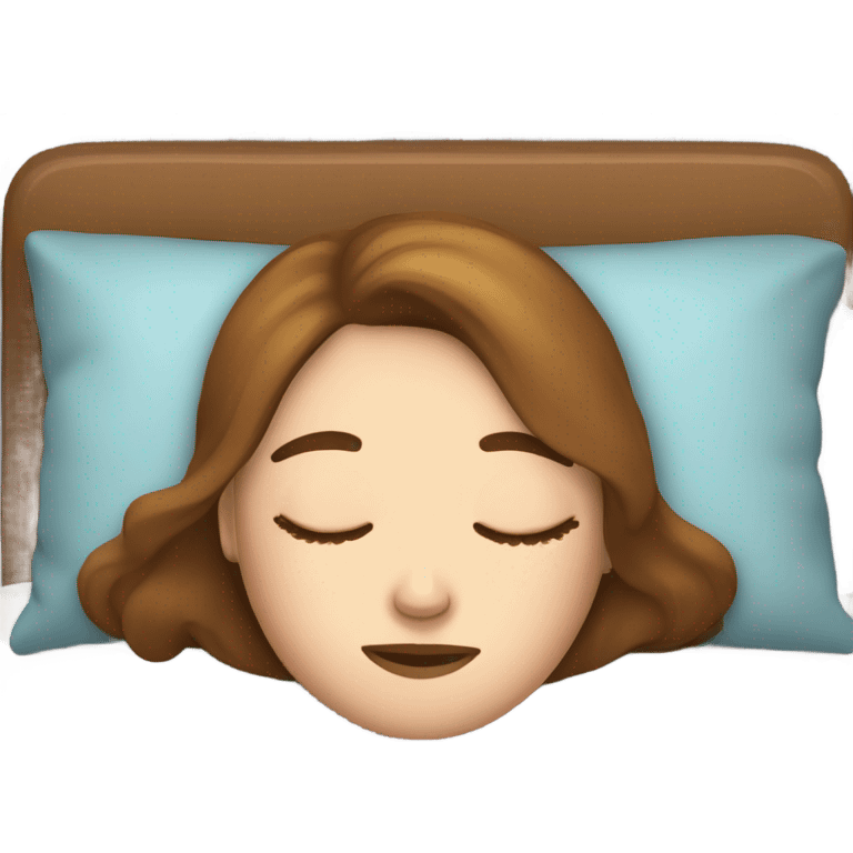 White girl with frekles Brown not curly hair sleeping peacfully on a pillow  emoji