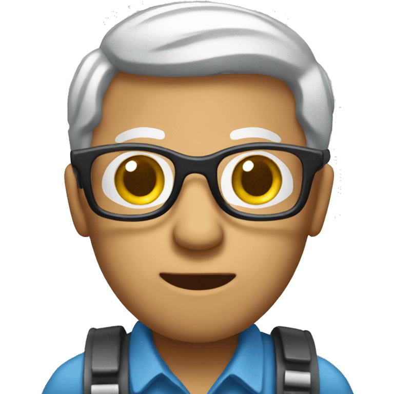 Man with glasses holding a walker talkie emoji