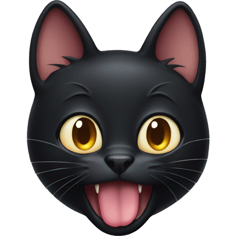 black cat tongue out emoji