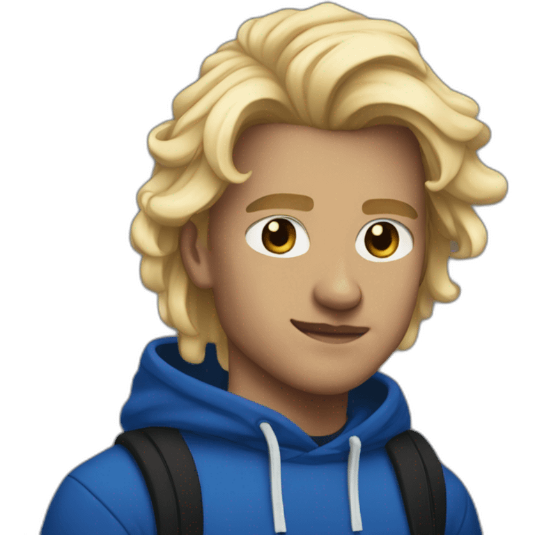 Strong guy with a black puma hoodie And blue shorts And blonde hair emoji