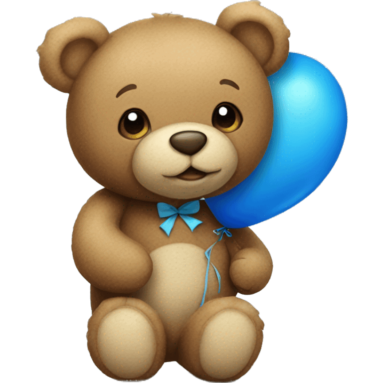 Teddy bear holding blue balloons emoji