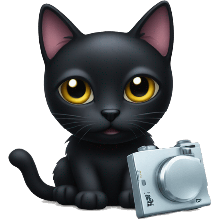 A Black Cat With a psp emoji