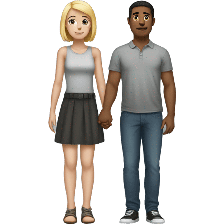 Very short girl with a tall guy emoji